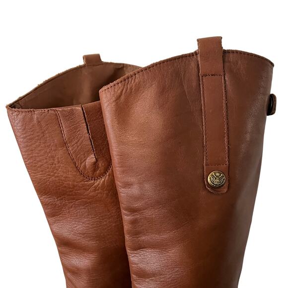 Sam Edelman Penny Back Zip Wide Calf Block Heel Riding Boots Brown Size 7 - Picture 7 of 11